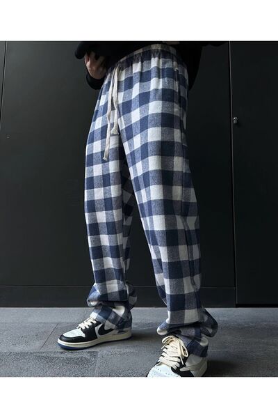 RE7EDİ Unisex καρό φούτερ Relax καρό Blue White7edi