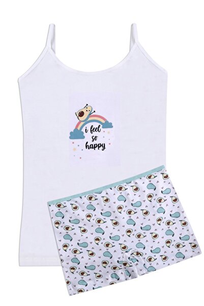 koza iç giyim Girl's Avocado Printed Cotton Athlete Boxer Set
