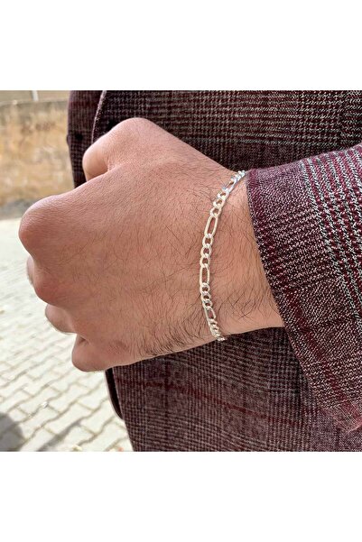 vogutima Erkek Gümüş Bileklik - 5mm Figaro Model • Sevgiliye • Eşe • Babaya •...
