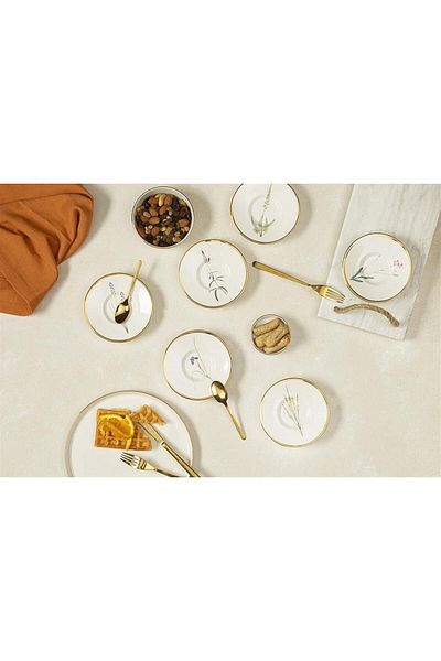 Porland Botanical Series 6-Piece 11cm Tea Plate Set Mixed Pattern