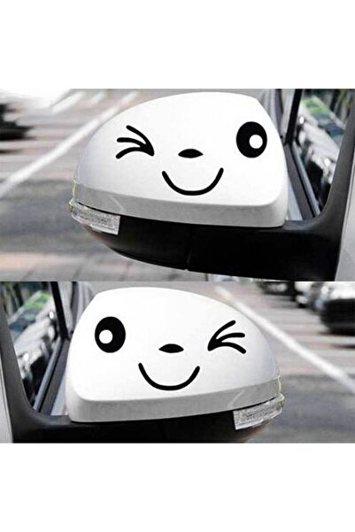 BENİMSER REKLAM Dikiz Aynası Gülen Yüz Motor Kask Araba Oto Sticker