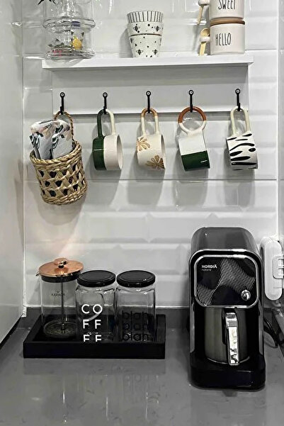 Moola Siyah Tepsi, Dekoratif Kahve Sunum Tepsisi, Ahşap Organizer Tepsi , Ban...