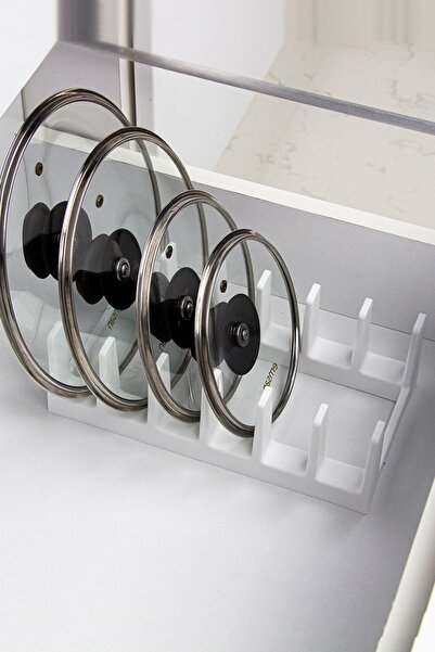 KuzenHome Kaliteli Tencere Kapağı Organizeri Beyaz - Tencere Kapağı Düzenleyici