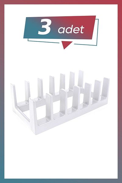 KuzenHome 3 Pieces Pot Lid Organizer White 6 Compartments - Pot Lid Plate Organizer