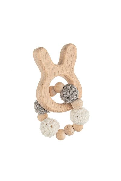 Wellgro Cuddly Amigurumi Rabbit Teether-ecru