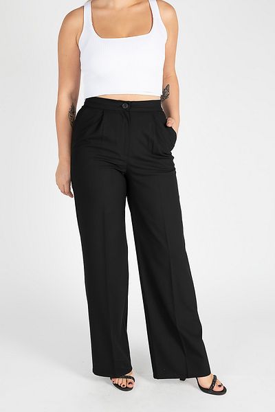Giyim Dünyası Black Wide Leg Women's Trousers