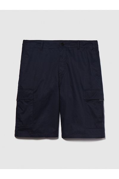 Sisley Men's Navy Blue 100% Cotton Patch - Pocket Cargo Bermuda Shorts