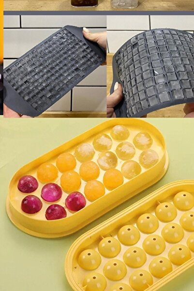 RELATOS 2 Li Buz Kalıbı Seti 160lı Silikon Minik Küp Şekilli Silikon Buz Kalı...