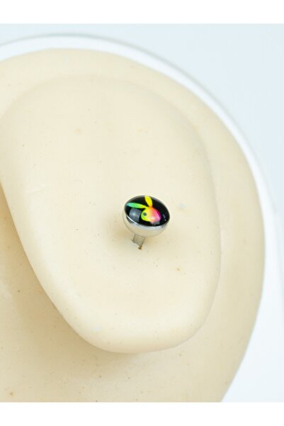 MORNEVA Playboy Tavşan Çelik Dil Tongue Piercingi 18mm Bar