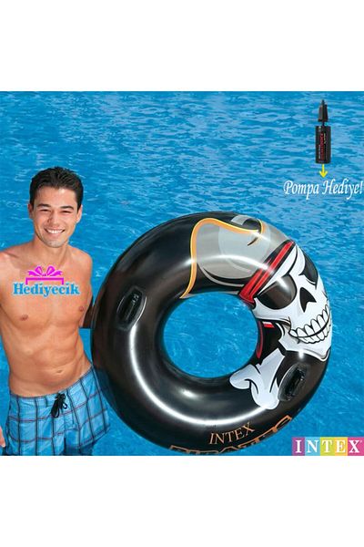 hediyecik Intex Pirate Patterned Pool and Sea Ring with Handle 107 Cm