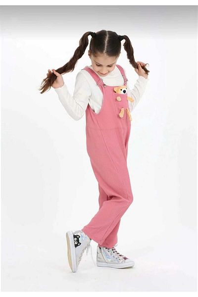 EGELİMODA Pink Corduroy Girl's Jumpsuit - Gardening Seasonal