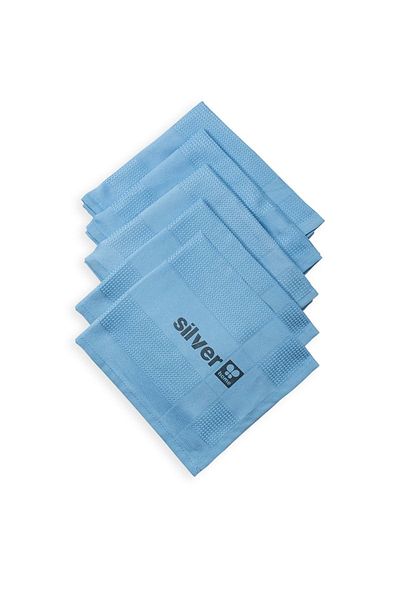 SİLVER HOME 5 Pieces Blue Microfiber Glass Cloth - Decorative