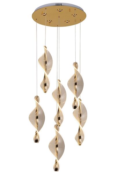 Apliqa Gupse 6 lı Yuvarlak 95 watt Ledli Modern Tasarım Oturma Odası Salon Avize