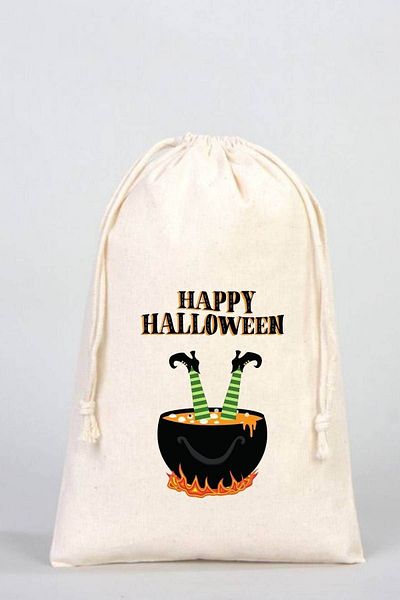 Florence Event Halloween Witch Boiler Printed 100% Cotton Raw Cloth Pouch 20x30 Cm