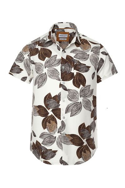 marufshop Ανδρικό πουκάμισο Viscon Plus Size - 118-191 κιλά, κοντό μανίκι, χωρίς τσέπη