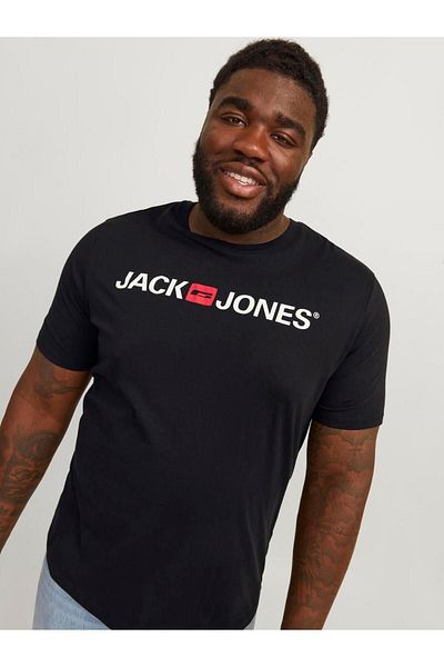 Jack & Jones Jack Jones Men's Black Large Size T-Shirt - Crew Neck, Logo Tee, Noos Pls12184987-02