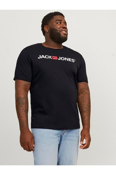 Jack & Jones Jack Jones Men's Black Large Size T-Shirt - Crew Neck, Logo Tee, Noos Pls12184987-02