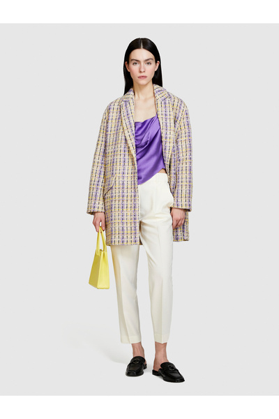 Sisley Women's - Cream Viscose, Mixed Elastic Waist Pants