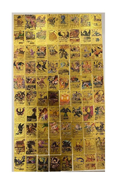 Abetto Market Pokemon Gold Özel, Esnek Yeni Seri Parlak Oyun Kartı 110 Adet Altın Kart