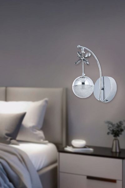 HİRALUCE Nexsus 3 - Silver Colored Luxury LED Crystal Stone Yellow White and Daylight Sconce Concept