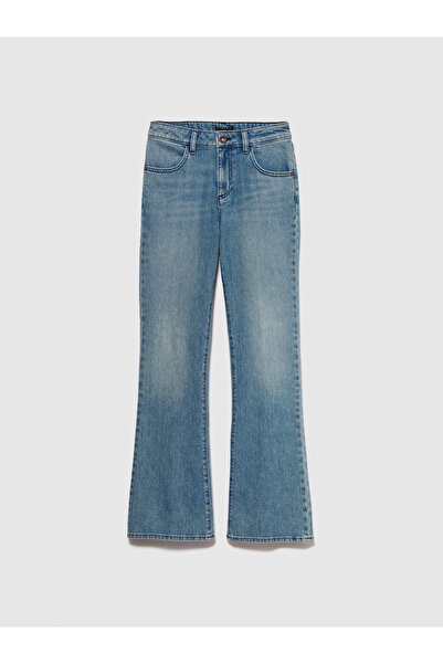 Sisley Pantaloni de damă din denim din bumbac elastic albastru - slim fit, picior lat