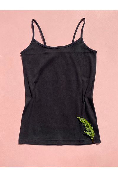 LEYNA BUTİK Women's 4 Pieces Corded, Cotton, Lycra, Ribbed Blouse with Rope Straps (Green-Pink-Blue-Black)