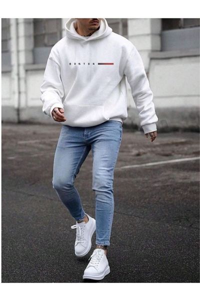 MOONBULL Ανδρικό φούτερ BOSTON με στάμπα oversize με κουκούλα