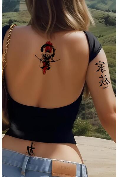 Mecit Tuhafiye SAMURAY KILIÇ YAZI KOL BİLEK SIRT VUCUT İÇİN GEÇİCİ DÖVME