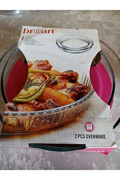 BRART طقم صينية فرن مكون من قطعتين من الزجاج البورجي العادي المستدير145222