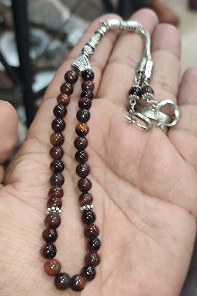 TAŞÇIZADE حجر عين السلحفاة الطبيعي 8 ملم - خرزات صلاة طبيعية حمراء