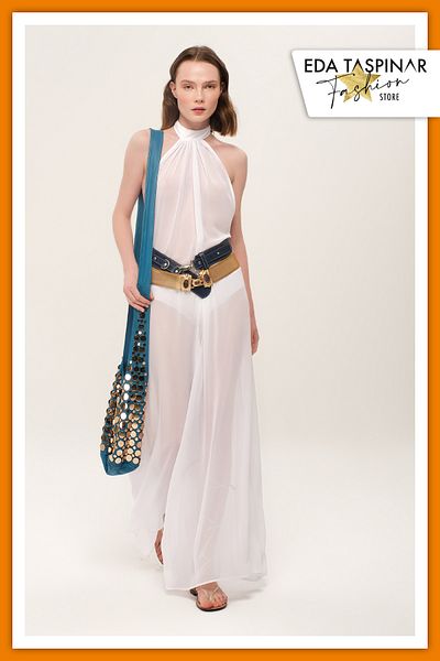 Eda Taşpınar Meat Iconic Design White Back Low-cut Jumpsuit