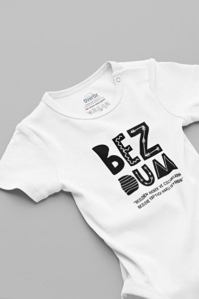 Overoz بدلة أطفال من القطن العضوي منقوشة من Bezdum - بأكمام قصيرة، بدلة قفز 5599