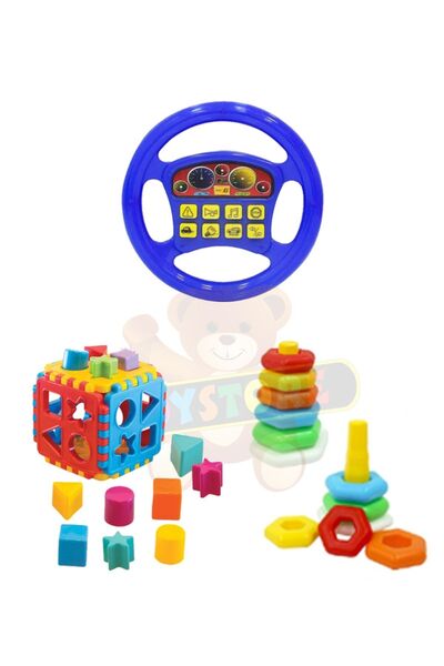 TOYSTORE Eğitici 3lü Oyuncak Seti Pilli Direksiyon - Bultak - Kuleli Halkalar