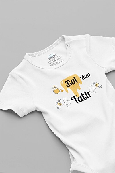 Overoz قطن عضوي 100% - بدلة أطفال بأكمام قصيرة ومكتوبة 5617