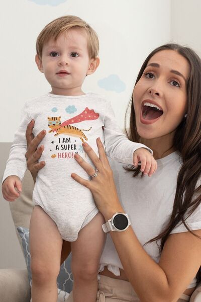 Overoz بدلة أطفال من القطن العضوي بطبعات Super Hero - بأكمام طويلة، بذلة 5378