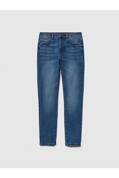 Sisley High Waist Blue Skinny Fit Women's Denim Trousers - Stretch Cotton