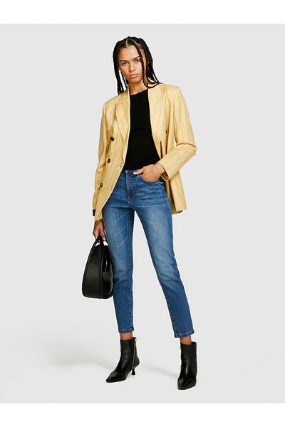 Sisley High Waist Blue Skinny Fit Women's Denim Trousers - Stretch Cotton