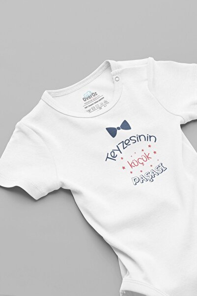 Overoz White Printed 100% Cotton Baby Body - Zıbın 5871