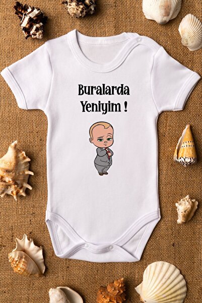 Overoz Organic Boss Patterned Baby Bodysuit - 100% Cotton, Snap Fastener, Pri...