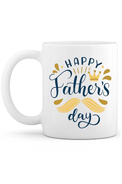 OXVİN كوب قهوة مطبوع عليه عبارة "Happy Father's Day" مصنوع من البورسلين