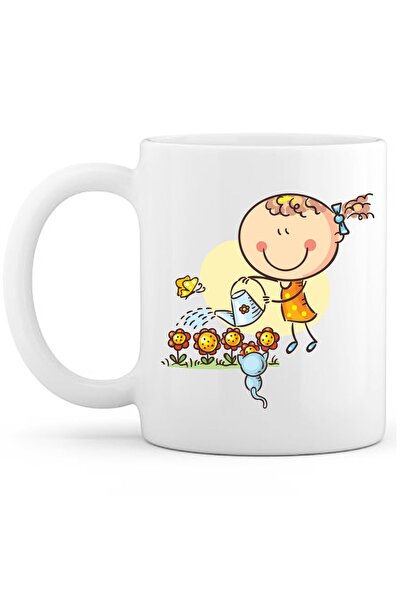 OXVİN فتاة لطيفة 8 كوب قهوة مطبوع بطباعة خاصة (مفرد) بورسلين