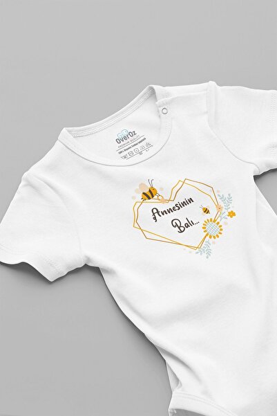 Overoz Honey Printed Mother's 100% Cotton Baby Bodysuit - Snap Fastener, Shor...