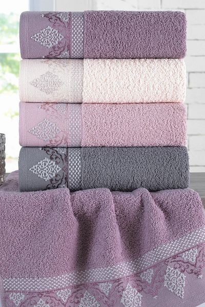 BİNNUR HOME Damask Set of 4 50x90 Cm Hand & Face Towels - Cotton