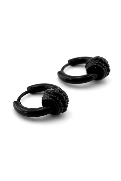 Solfera Black Stainless Steel Men's Women's Hoop Earrings - Special Design ER119
