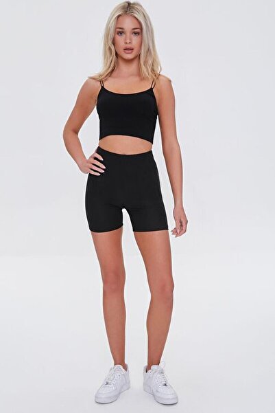 OXVİN Women's Black Efortless Seamless Biker Shorts Tights