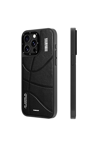 Youngkit iPhone 15 Pro Max Uyumlu Kılıf Magsafe Şarj Özellikli Youngkit Backboard Serisi Leather Siyah