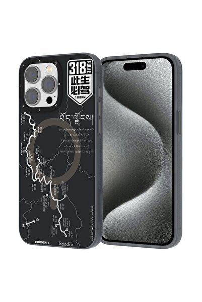 Youngkit iPhone 15 Pro Uyumlu Kılıf Magsafe Şarj Özellikli Youngkit 318 Road Serisi Kapak Siyah