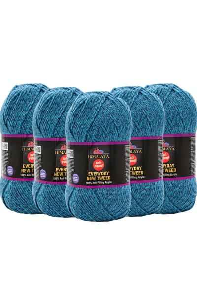5 Adet Himalaya Everyday New Tweed Anti Pilling El Örgü İpliği - 75107 Mavi