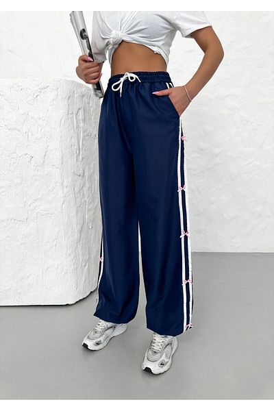 EDVESS Navy Blue Retro Style High Quality Parachute Sweatpants - Sweatpants Trend Fashion