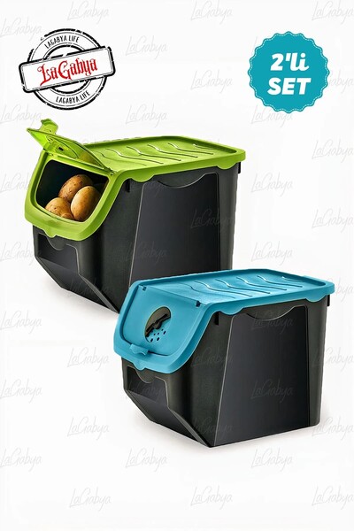 Online Kapında 2'li Büyük Boy Coral Plastik Patates Soğan Kovası Sepeti-sakla...